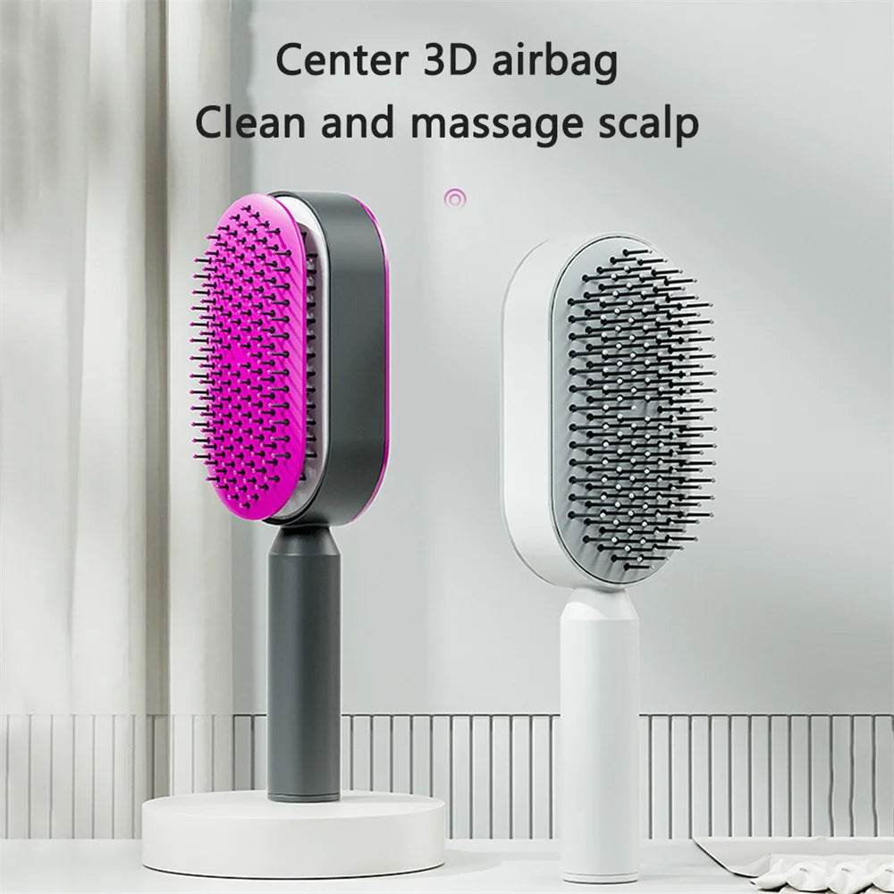 One-Key Quick Self Cleaning Hair Brush