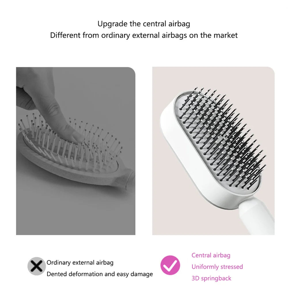 One-Key Quick Self Cleaning Hair Brush