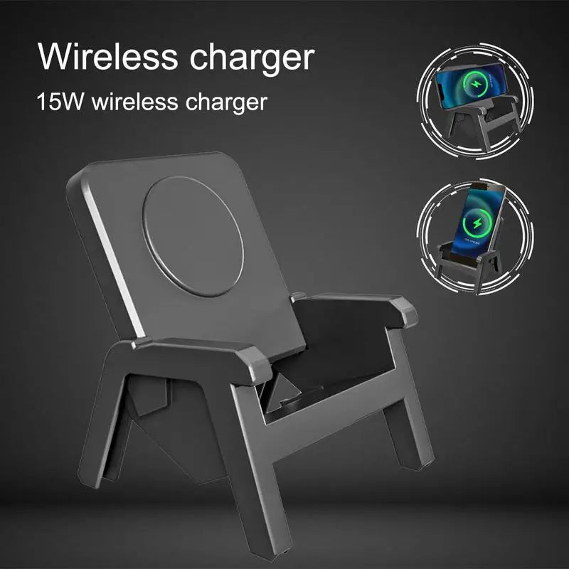 Portable Mini Chair Wireless ChargerMobile Phone Holder 15W