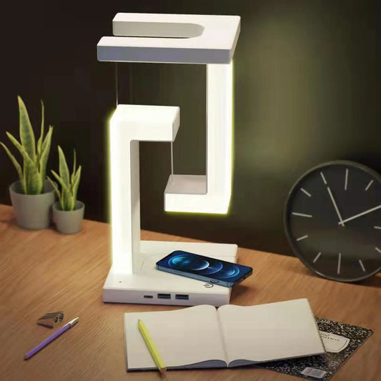 Desk Lamp LED Suspending Anti-gravity Night Light with 10W Wireless Charger