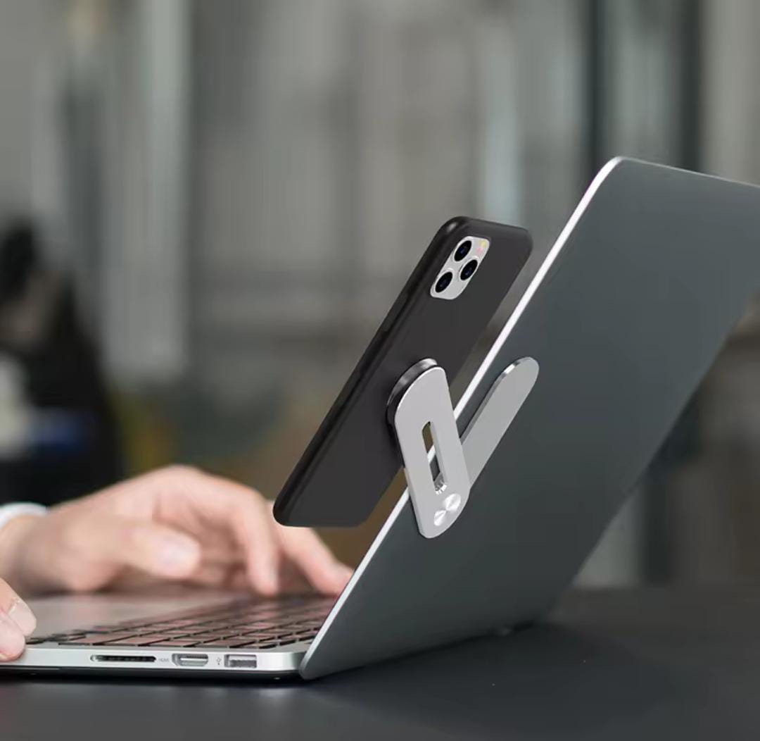 Laptop Phone Stand Metal Expansion Screen Side Mount Magnetic Folding Phone Holder For Xiaomi IPhone Pc Pointer Support / Bracket