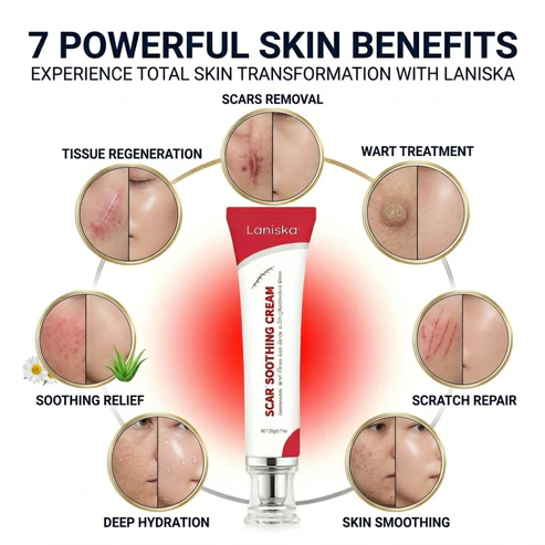 Laniska Scar Soothing Cream | 7-in-1 Skin Repair with Argan Oil, Shea Butter, Vitamin E & Hyaluronic Acid | Fades Scars, Warts & Scratches, Deep Hydration - Image 4
